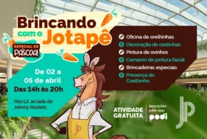 Jockey Plaza promove circuito de Páscoa com atividades infantis gratuitas Programação inclui oficinas temáticas, brincadeiras e encontros com o Coelho da Páscoa, entre os dias 2 a 5 de abril